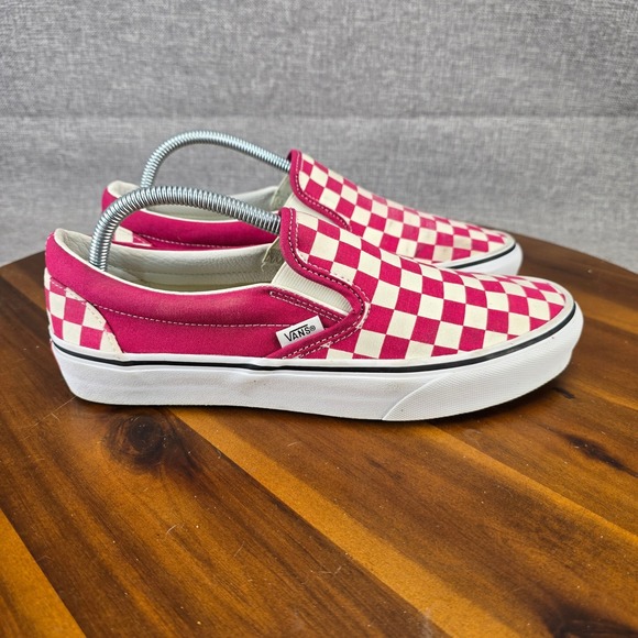 Vans Other - Vans Classic Slip-On Checkerboard Raspberry Pink White Mens 8.5 Womens 10 751505